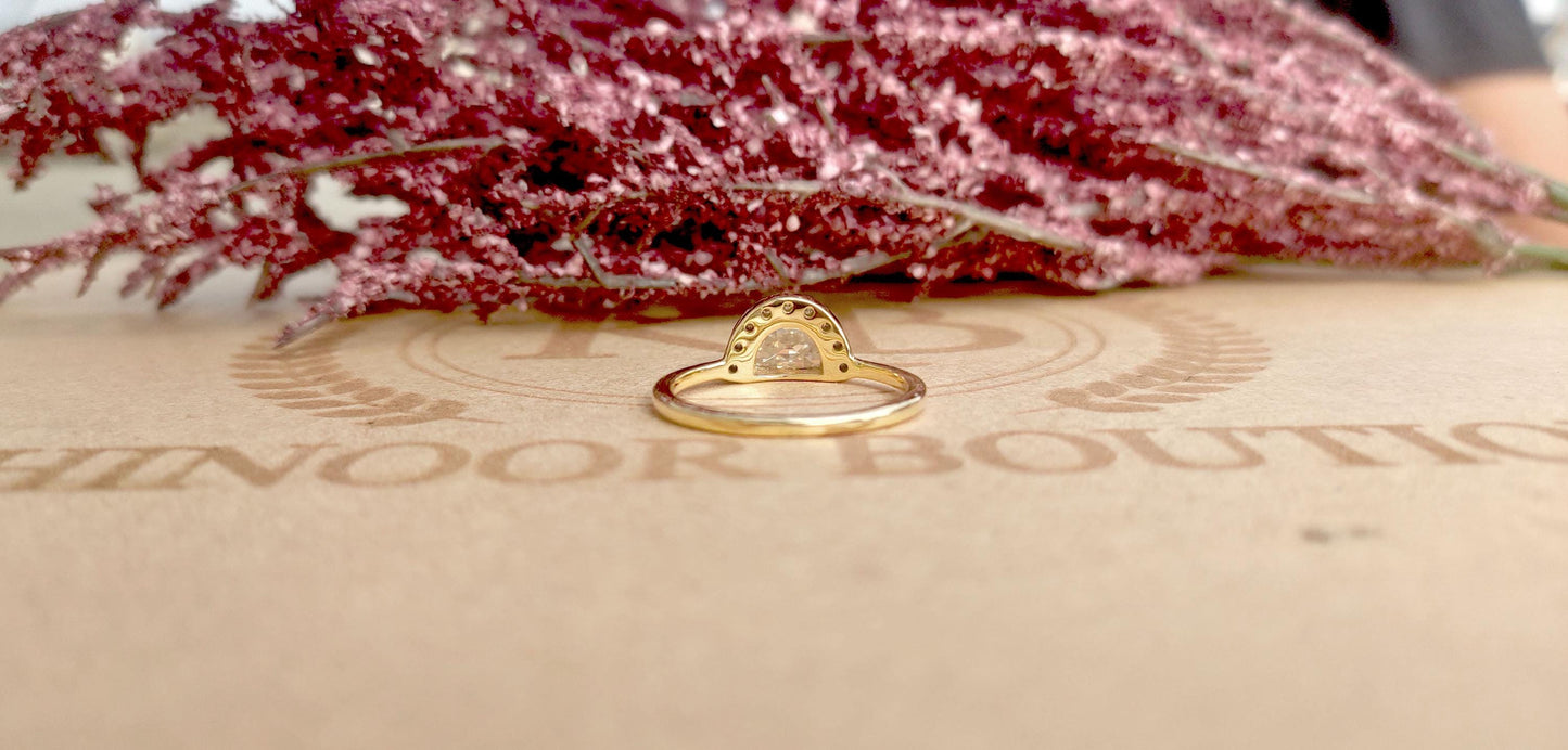 Half Moon Moissanite halo Engagement ring , Bridal\Wedding\Promise\Proposal Ring enhancer with 18k\14k\10k White\Yellow\Rose Gold