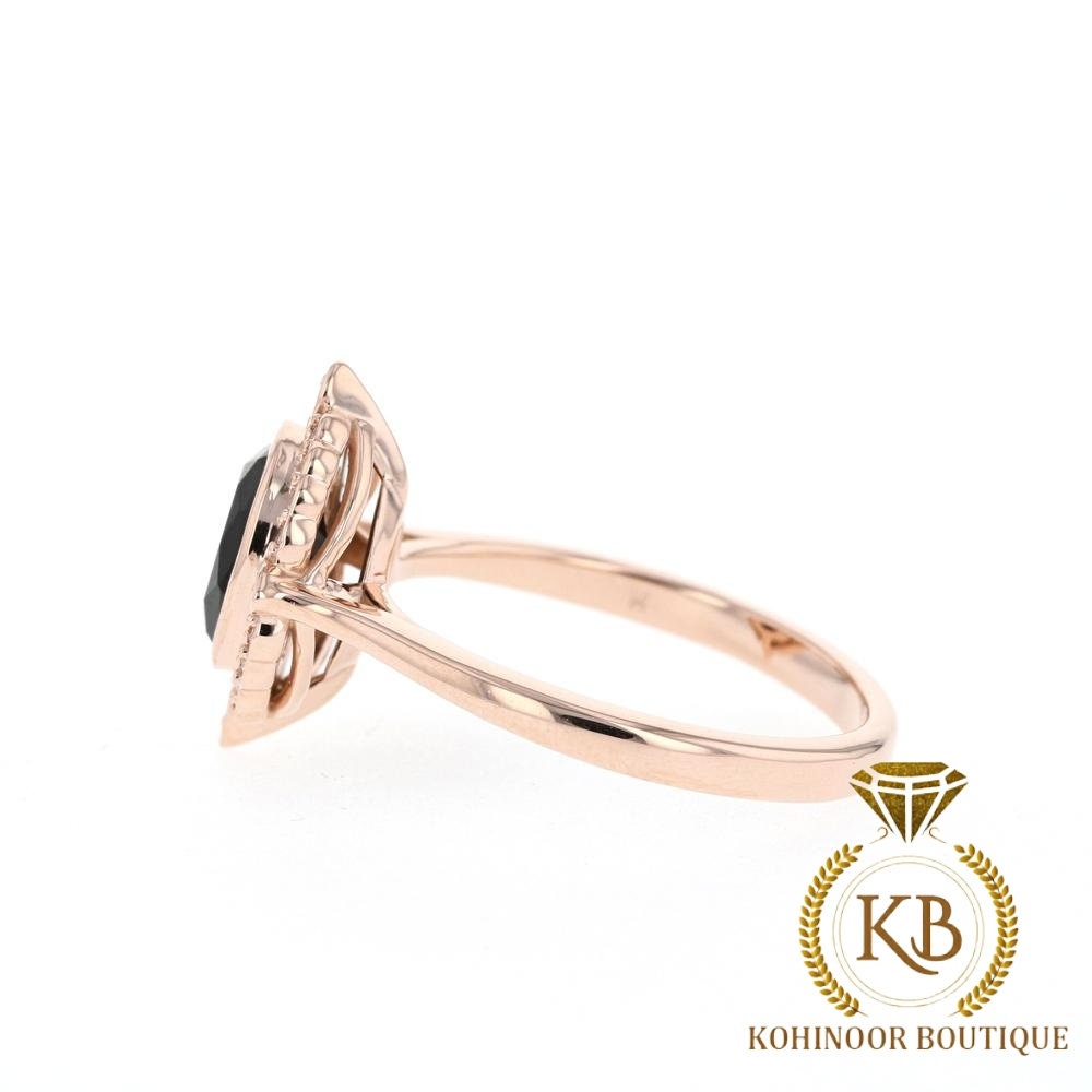 Oval Onyx Halo Solitaire diamond Engagement\Bridal\propose\wedding Ring with 10k\14k\18k White\Yellow\Rose Gold