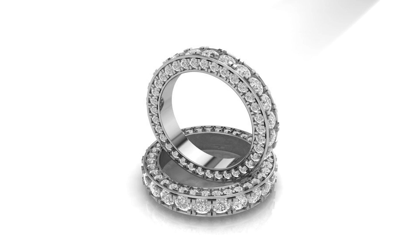 Moissanite eternity band wedding band stacking minimalist bohemian ring, boho ring enhancer, with 18k\14k\10k White\Yellow\Rose Gold