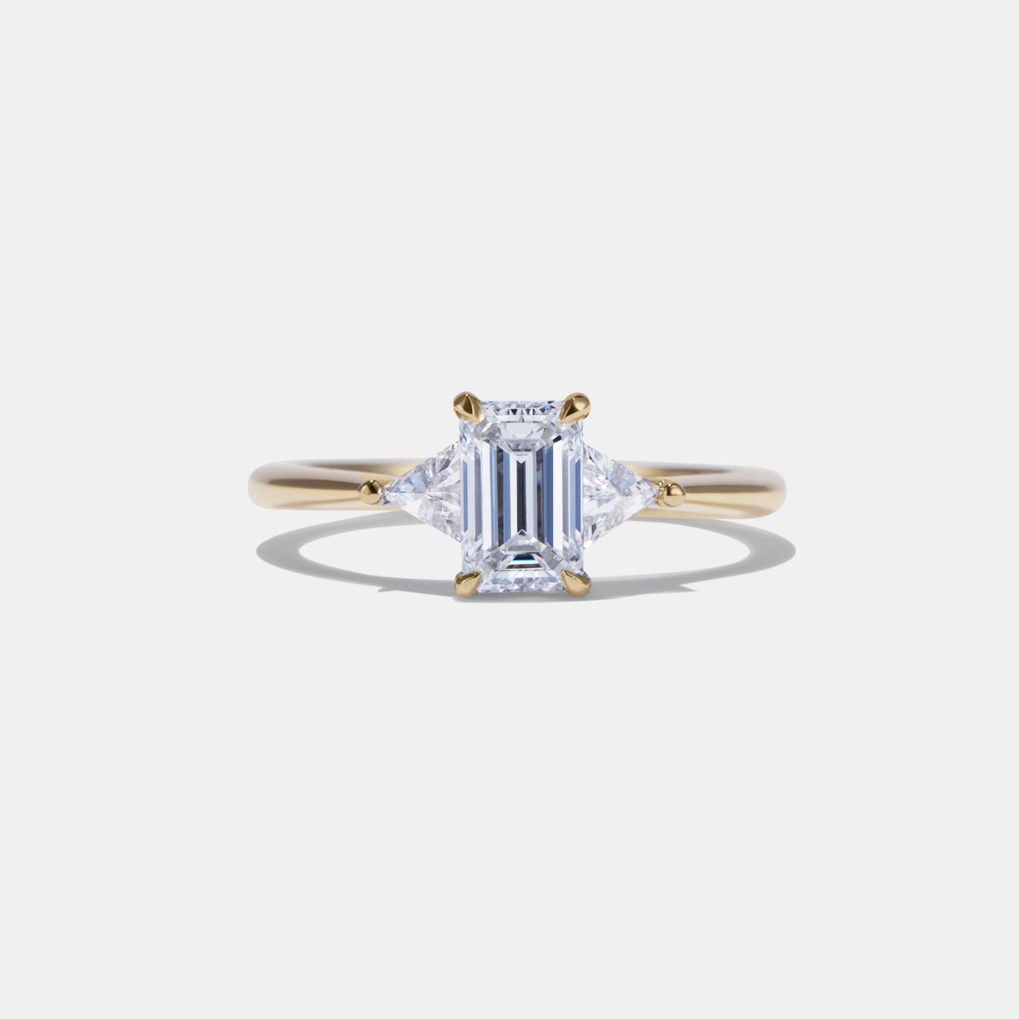 Emerald & Trilliant\Trillion 3 stone moissanite diamond Engagement\propose\Bridal Ring 18k\14k\10k White\Yellow\Rose Gold