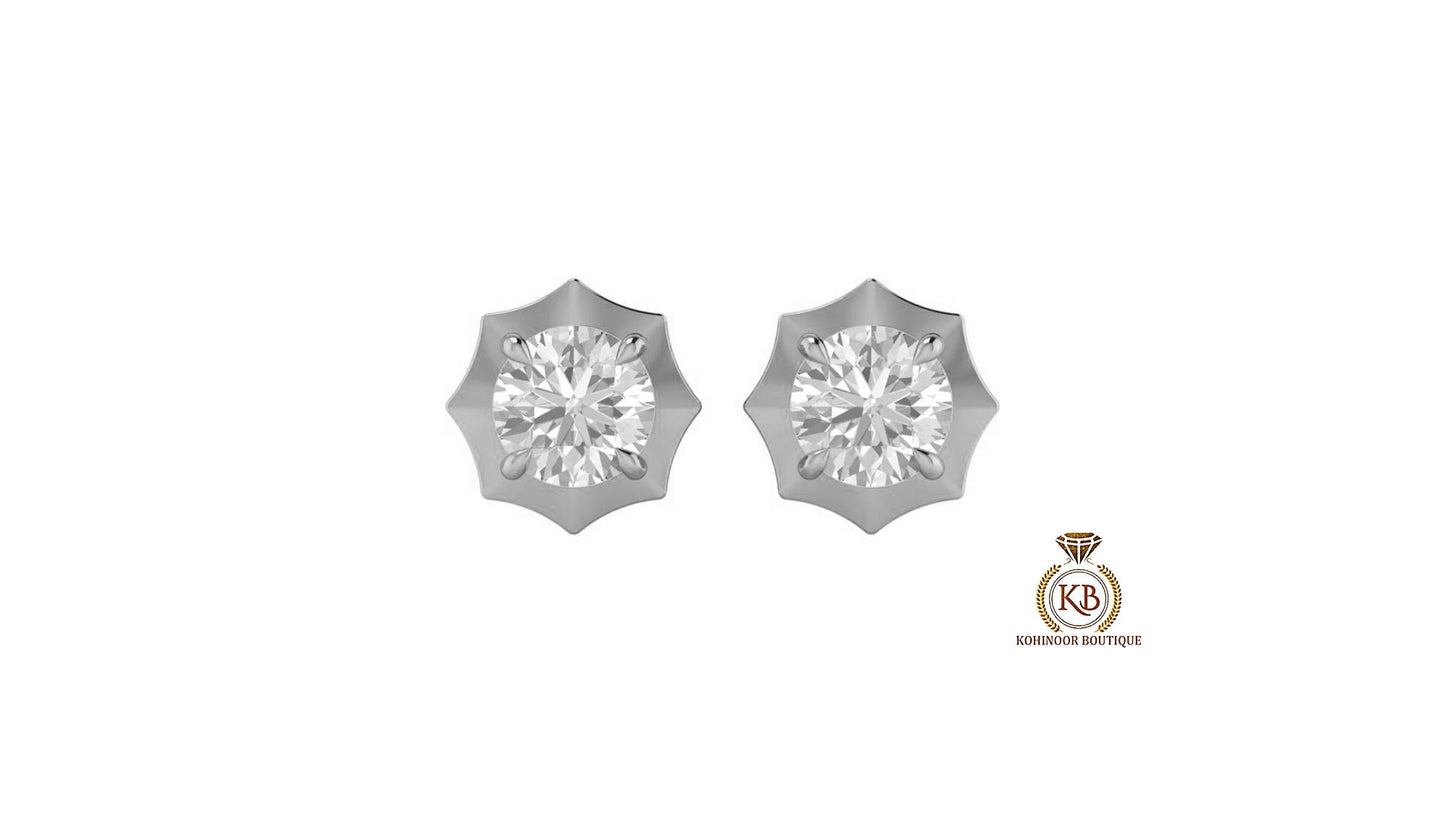Round Cut Moissanite Georgian cut down setting, Solitaire Stud Earrings, Wedding Earrings,Push Back Earrings,Anniversary Studs