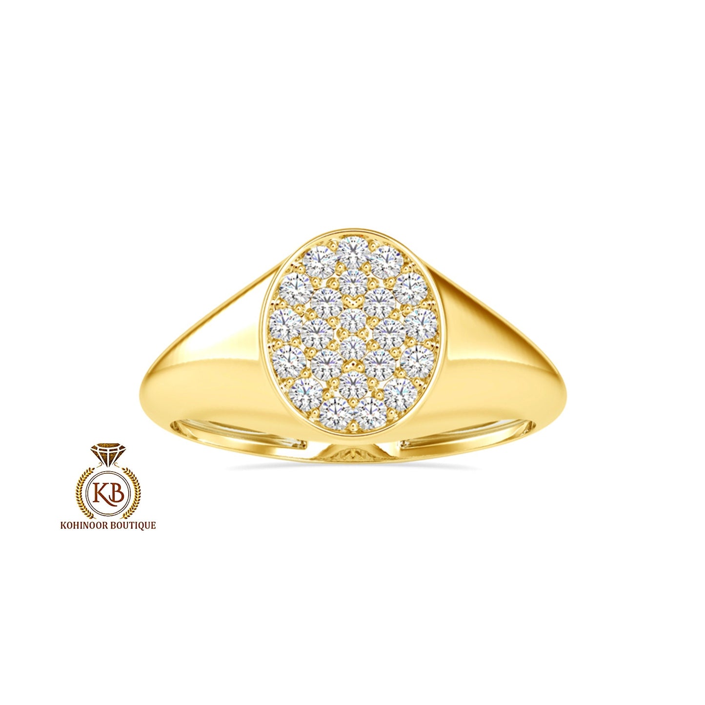 Signet Moissanite Ring, Cobble stone cluster art deco ring, Right hand statement ring, ring for women