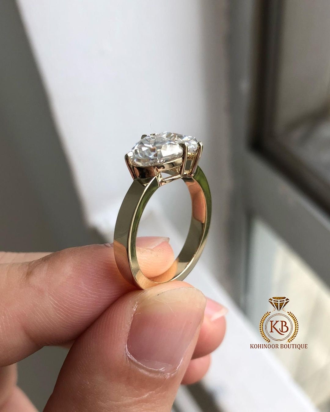 Toi et Moi Pear and Heart Moissanite two stone Engagement ring, Statement ring, Wedding\Engagement\Anniversary ring
