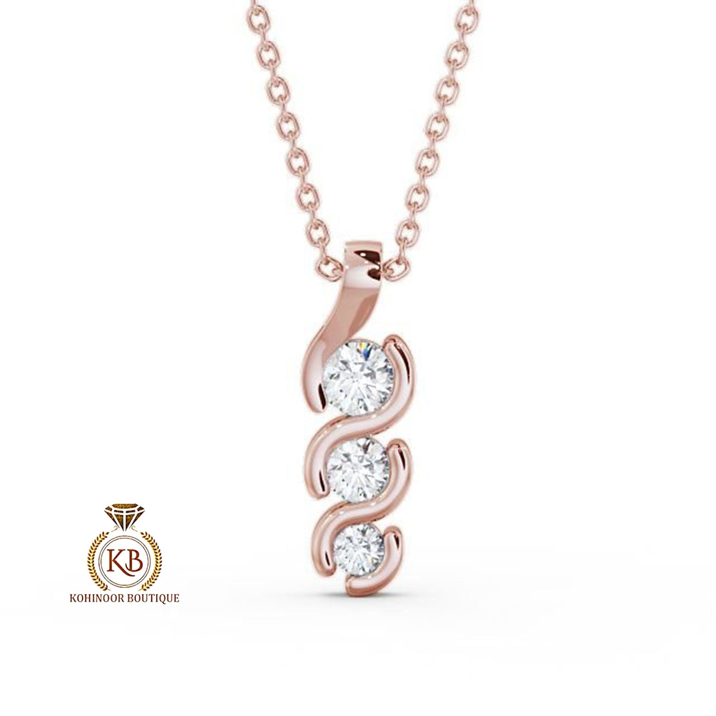 3 Stone Round Moissanite\Natural\Lab diamond Pendant without chain, Wedding Pendant, Anniversary Birthday Gift, Gift for her