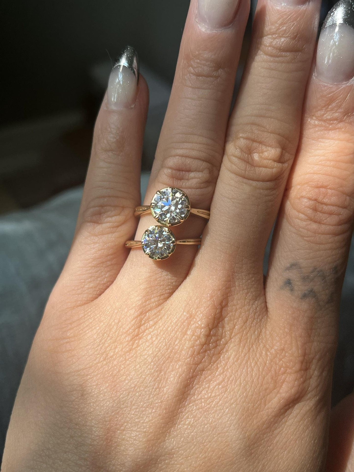 Old European Cut OEC Georgian cut down bezel set Moissanite Solitaire Engagement Ring, Ring for her, Gift for her, Promise proposal ring