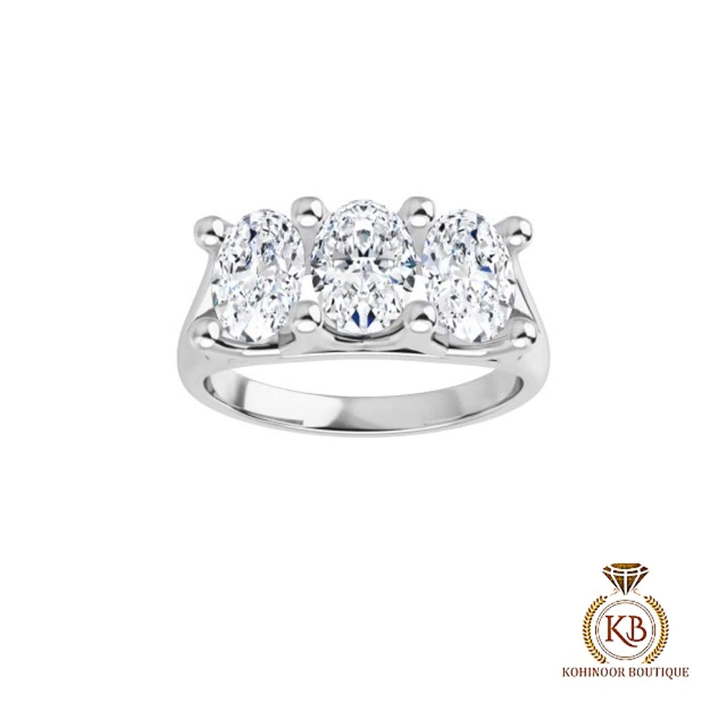 3 Stone Oval Trellis Set Moissanite Engagement ring, ring for her, gift for women, 3 stone anniversary band.