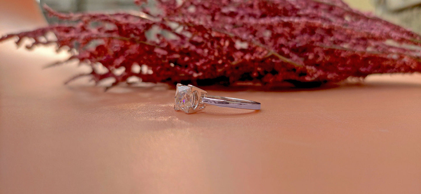 French cut Moissanite Solitaire Engagement ring, vintage moissanite ring, ring for women, ring for her, art deco ring