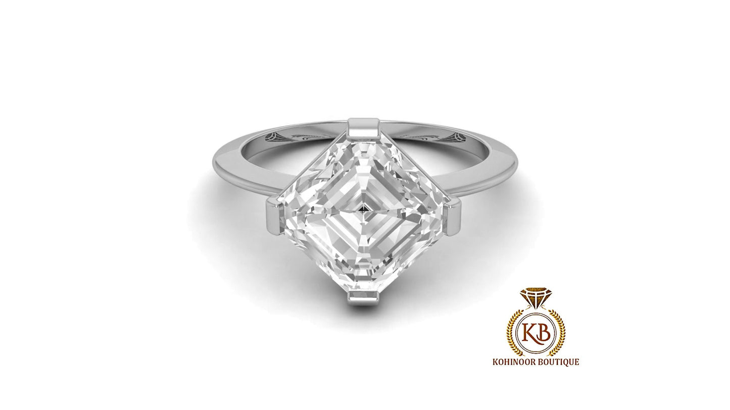 Asscher Cut Kite Set Octagonal Moissanite Solitaire Engagement ring Wedding\Proposal\Promise Ring