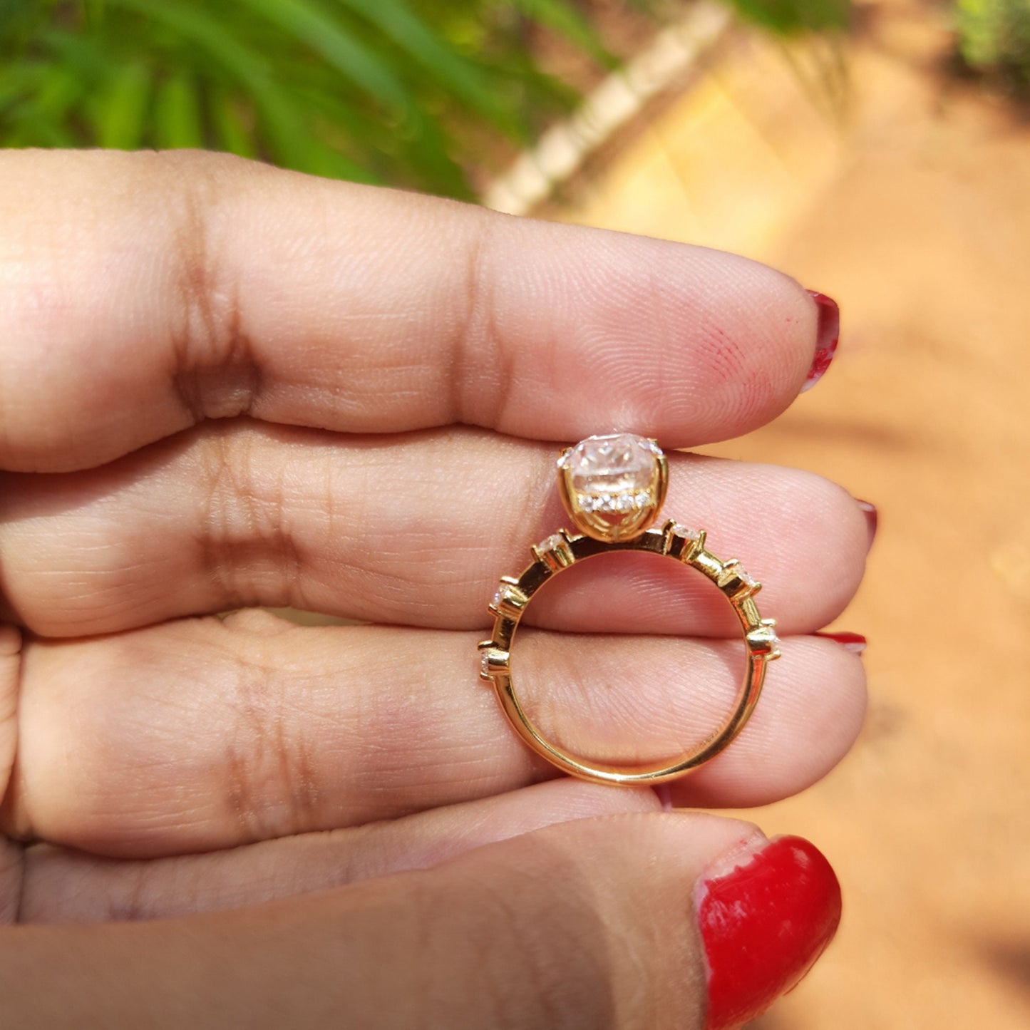 Cushion cut Hidden Halo Moissanite Engagement Ring , Solitaire Engagement ring, Ring for her, distance band, ring for women