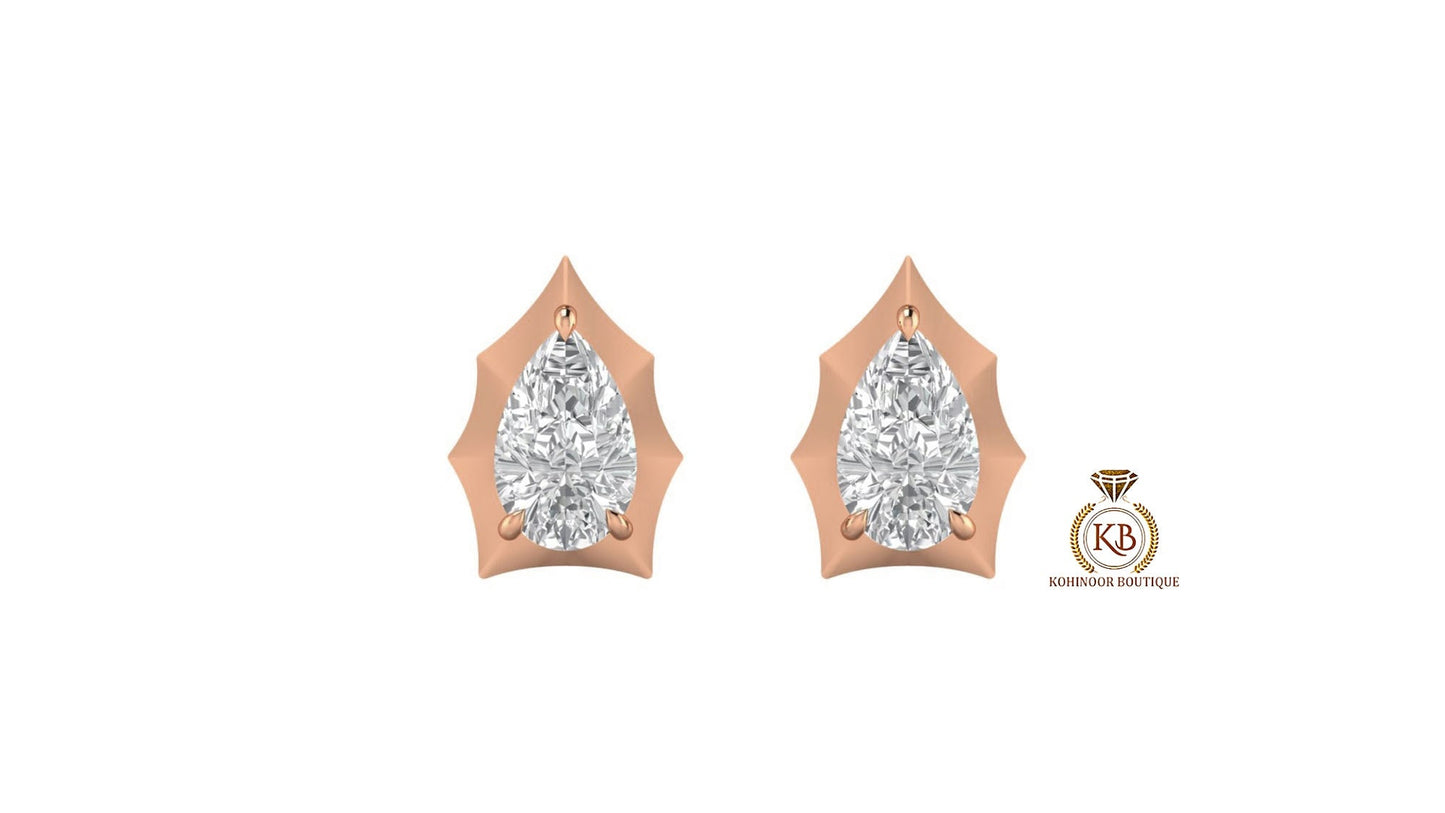 Pear Cut Moissanite in Georgian cut down setting, Solitaire Stud Earrings, Wedding Earrings,Push Back Earrings,Anniversary Studs