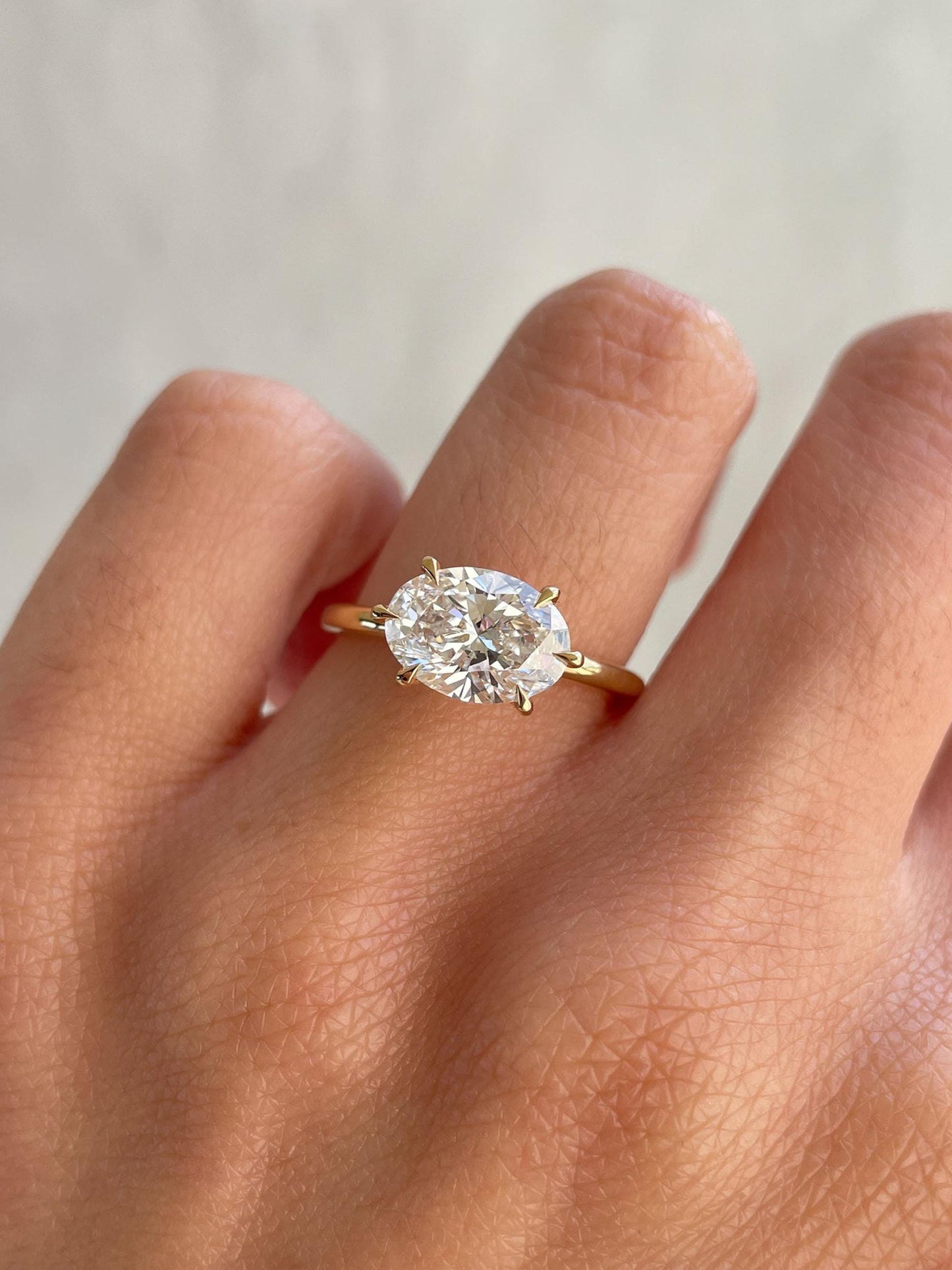 East west set Oval Lab grown diamond ring, Ring for her, Ring for women, Gift for women, Proposal ring, Travel ring