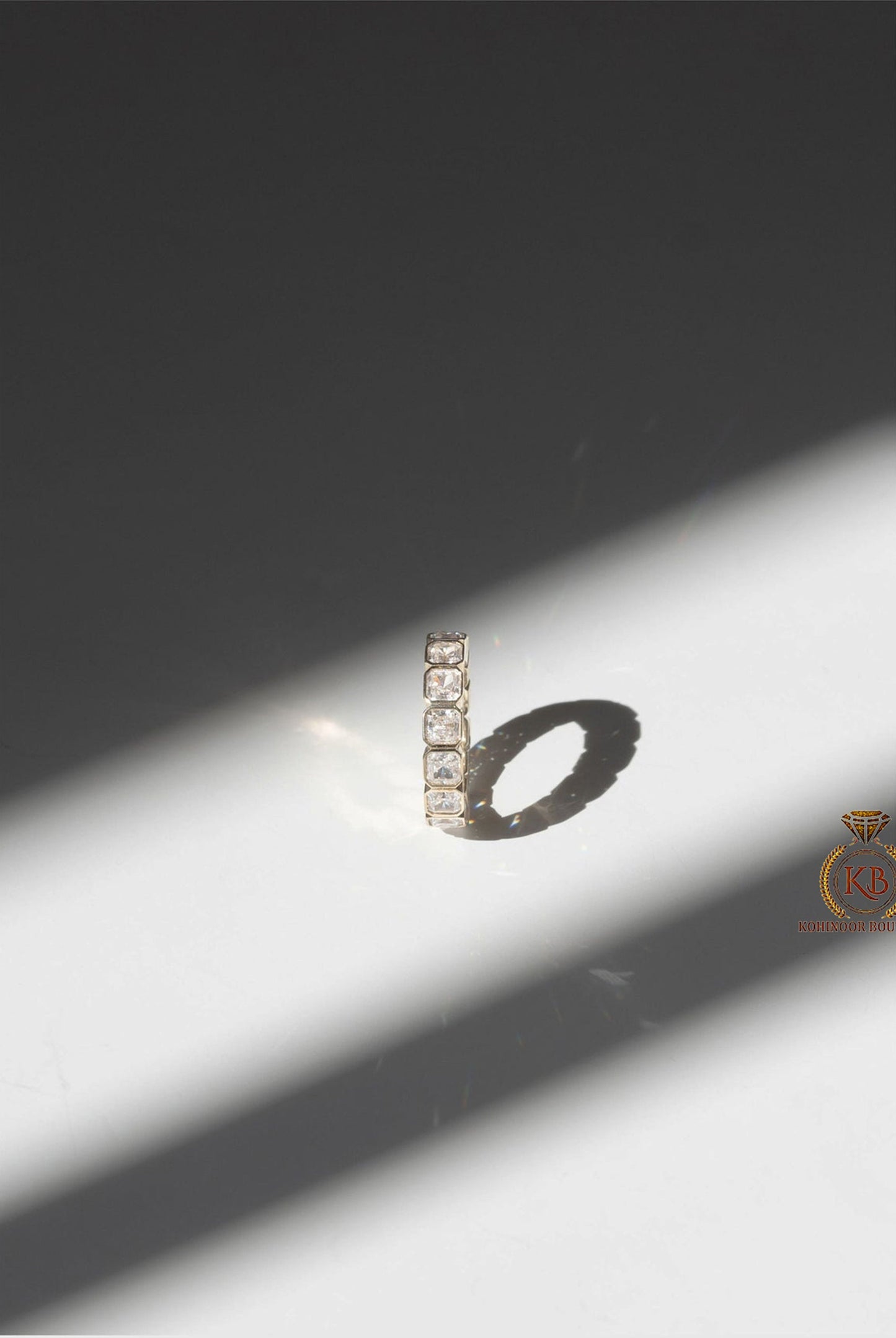 Asscher Moissanite eternity band, Full Half eternity wedding band, stackable band, wedding anniversary gift for wife, ring for women