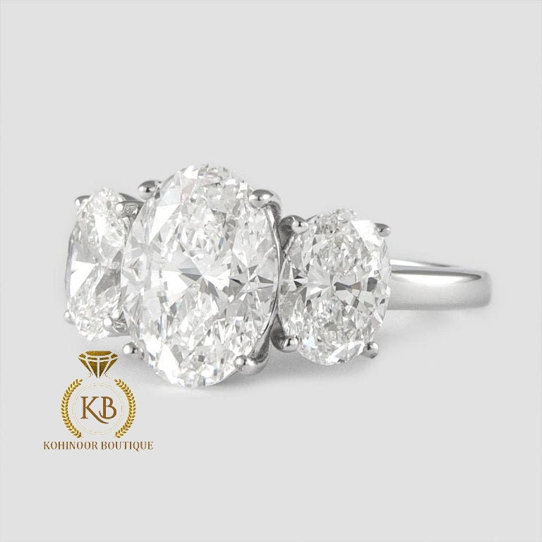 Classic 3 Stone Oval moissanite Engagement Ring, ring for her, 3 stone anniversary ring, ring for women, gift for her.
