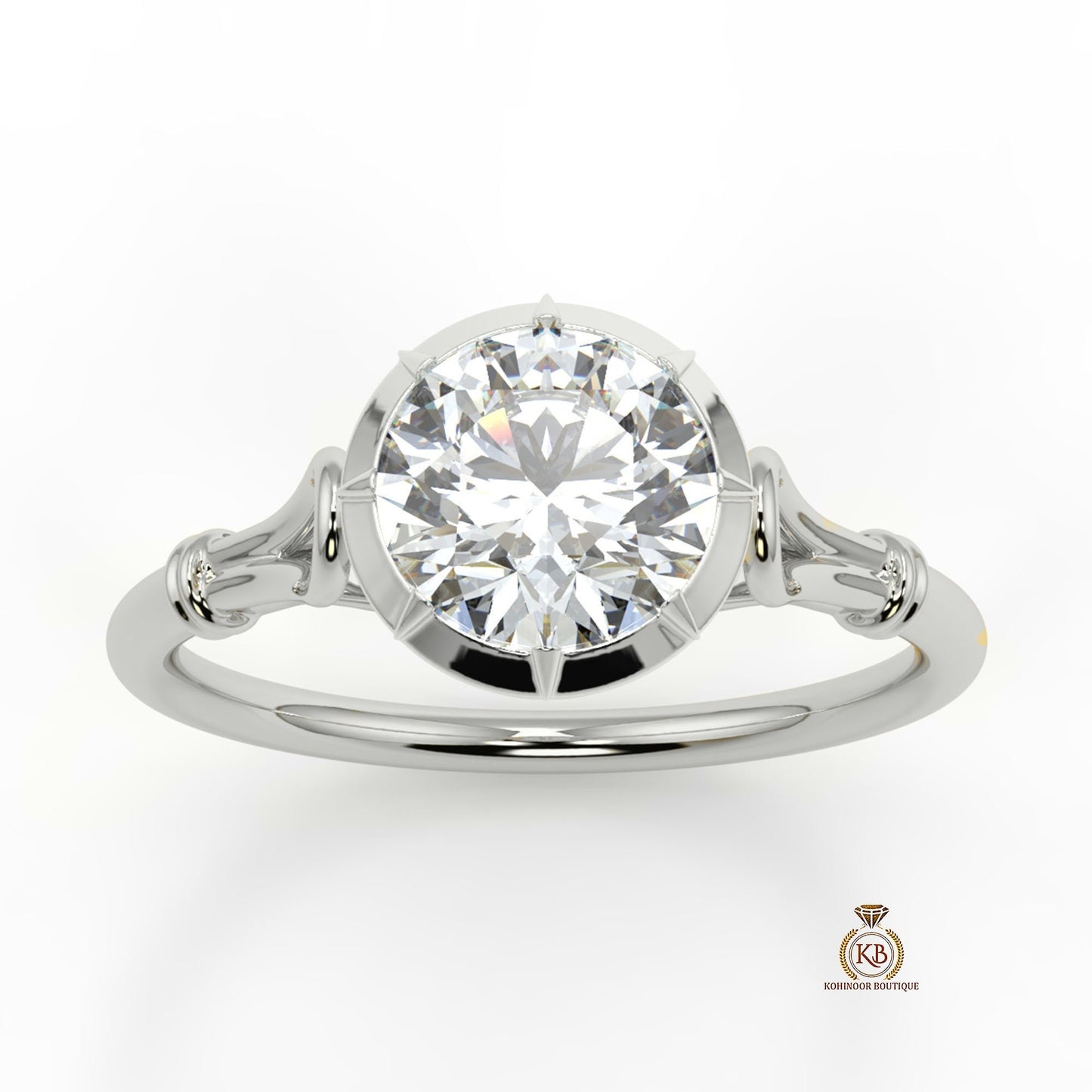 Round Georgian cut down set Moissanite Single\Dual tone Solitaire Engagement\propose Ring with White\Yellow\Rose Gold