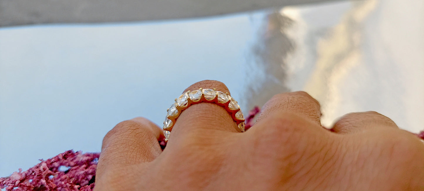 Vintage France\ French cut Moissanite Eternity Ring, wedding band, stackable ring, Princess cut Half\Full eternity band, Anniversary gift