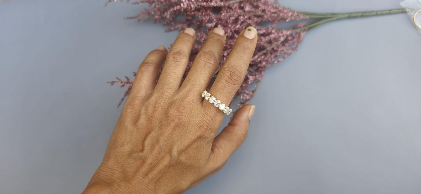 Oval 7 stone Moissanite Anniversary band, Anniversary gift for wife, Ring for her, Promise Ring