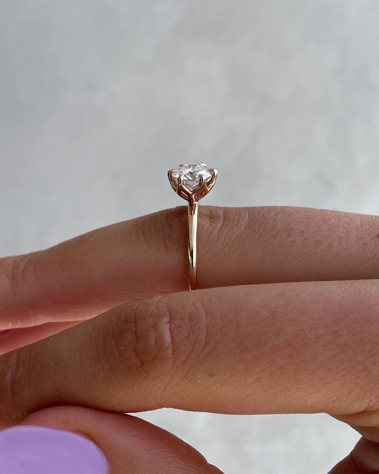 Tulip Lotus Prong Round Moissanite Solitaire Engagement Ring,flower basket  Promise\proposal Ring.
