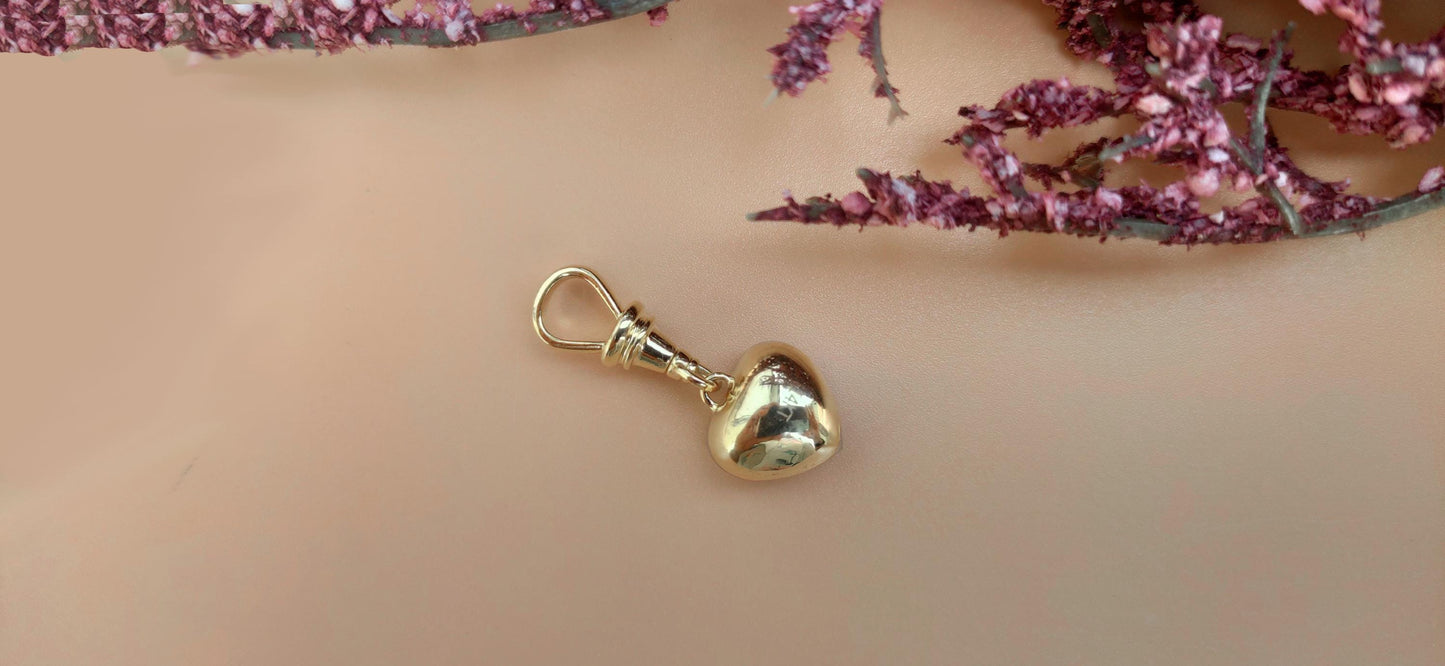 3 Ct Heart Cut Moissanite Collet set Georgian cut down set 2 toned Swivel Clasp Pendant, without chain