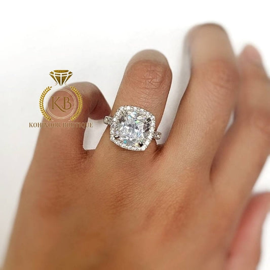 Cushion Cut Halo pave Moissanite diamond solitaire Engagement\Bridal\propose\anniversary Ring in 18k\14k White\Yellow\Rose Gold