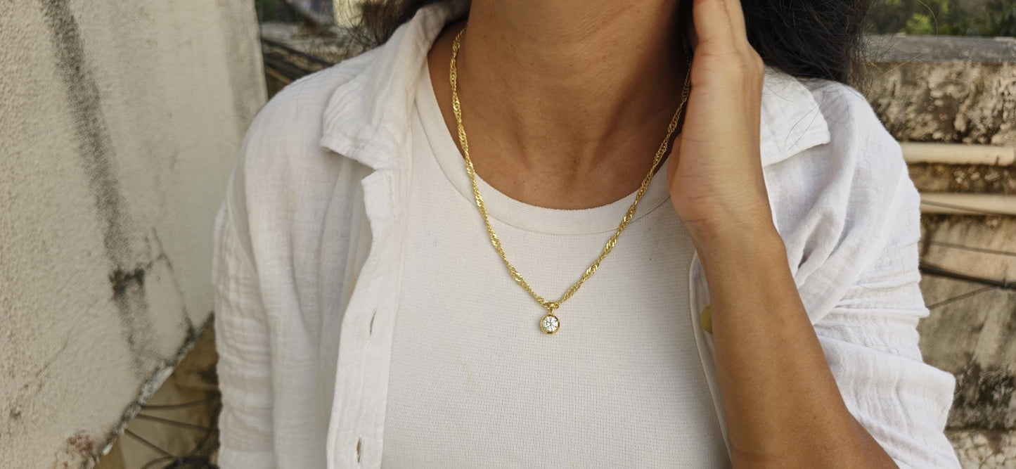 Round Cut Lab grown diamond Pendant, Collet set Georgian cut down Button back set Pendant without chain, pendant for women, gift for women