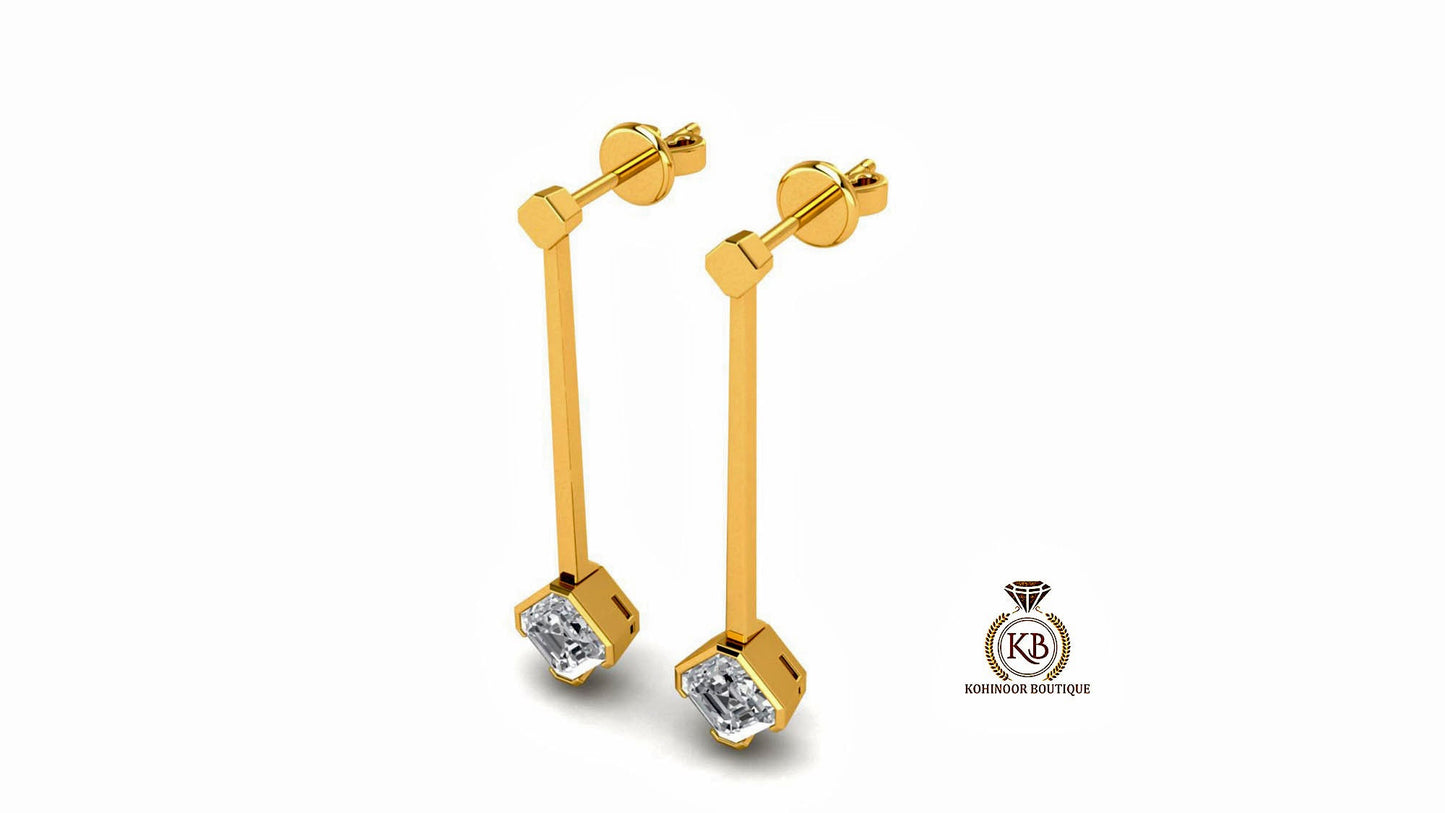 Asscher Octagonal Cut Kite Set Moissanite Hang on a Dangler Drop Screw Back Earrings for women, Party Earrings, Statement Earrings