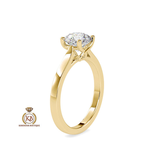 Round Cut Moissanite Classic Solitaire ring with Heart shaped Basket, Ring for women, Gift for her.