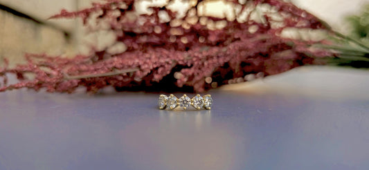 5 stone Round cut Moissanite ring, Anniversary Band, Anniversary gift for wife, ring for her, Right-hand ring, stackable band