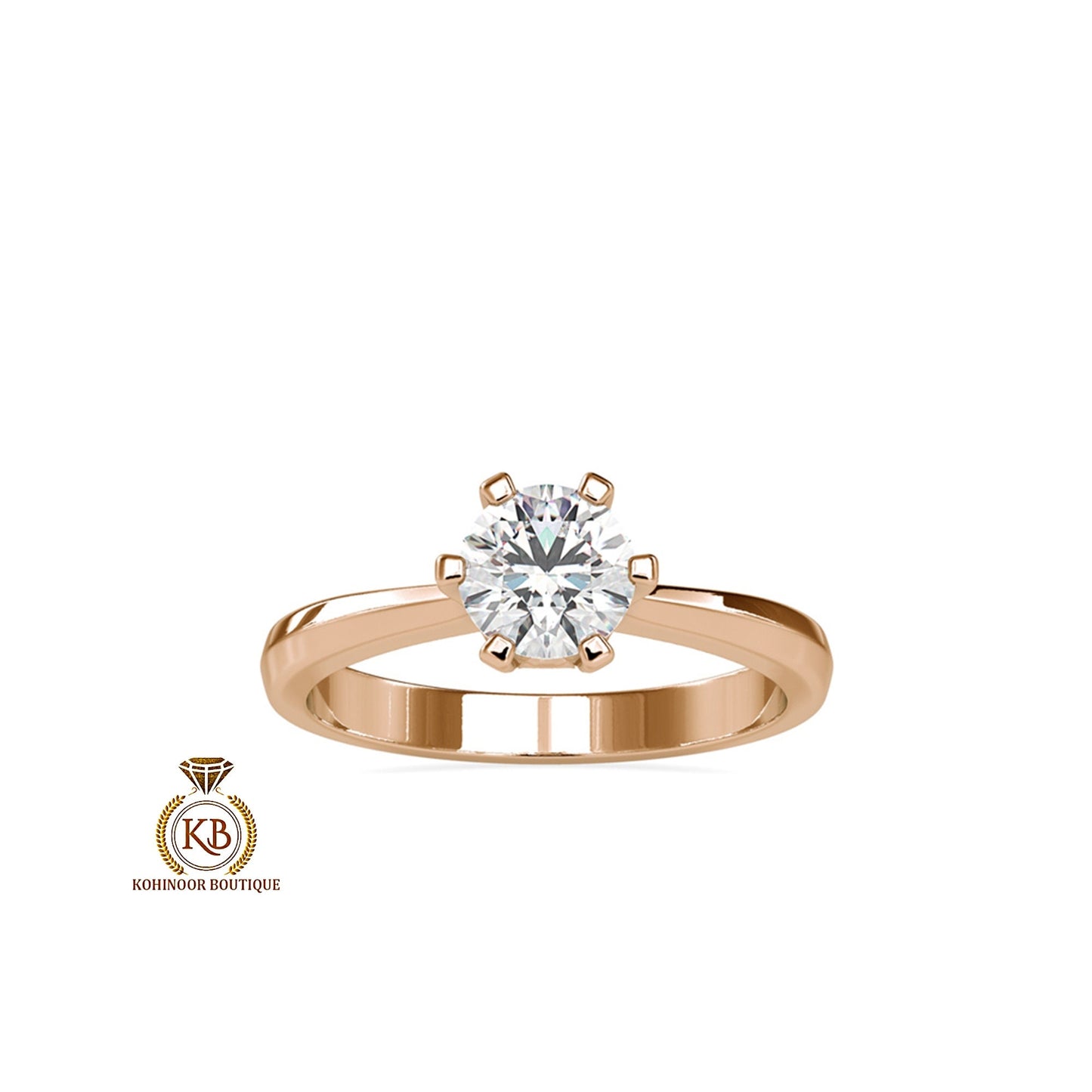 Round Cut classic Solitaire with pinched band Moissanite Engagement ring, Platinum ring, ring for women, ring for her, Proposal ring.