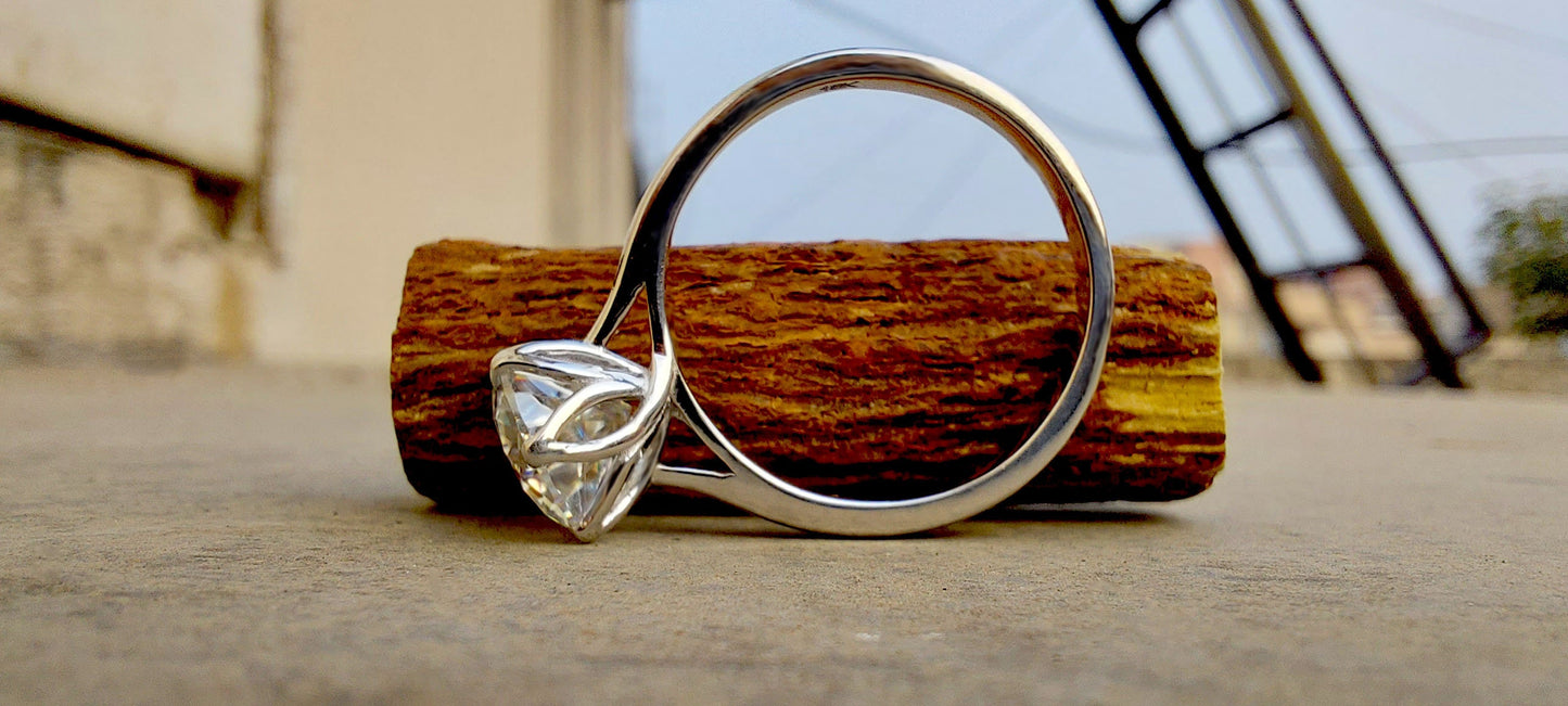 Tulip Lotus Prong Round Moissanite Solitaire Engagement Ring,flower basket  Promise\proposal Ring.