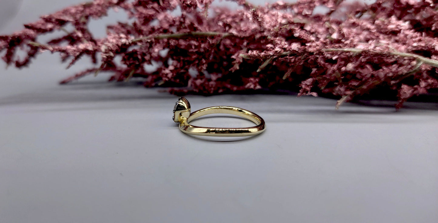 Round Cut Moissanite Georgian cut down button back solitaire Knife edge band engagement ring, ring for her\women, blackened gold ring.