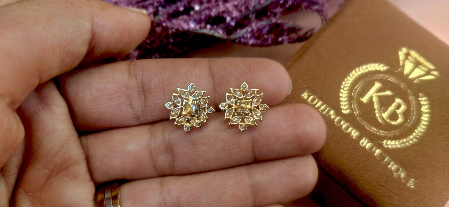 Marquise, Princess and Round Lab grown cluster studs, Statement earrings for her, Earrings studs for women, Party wear Wedding Earrings