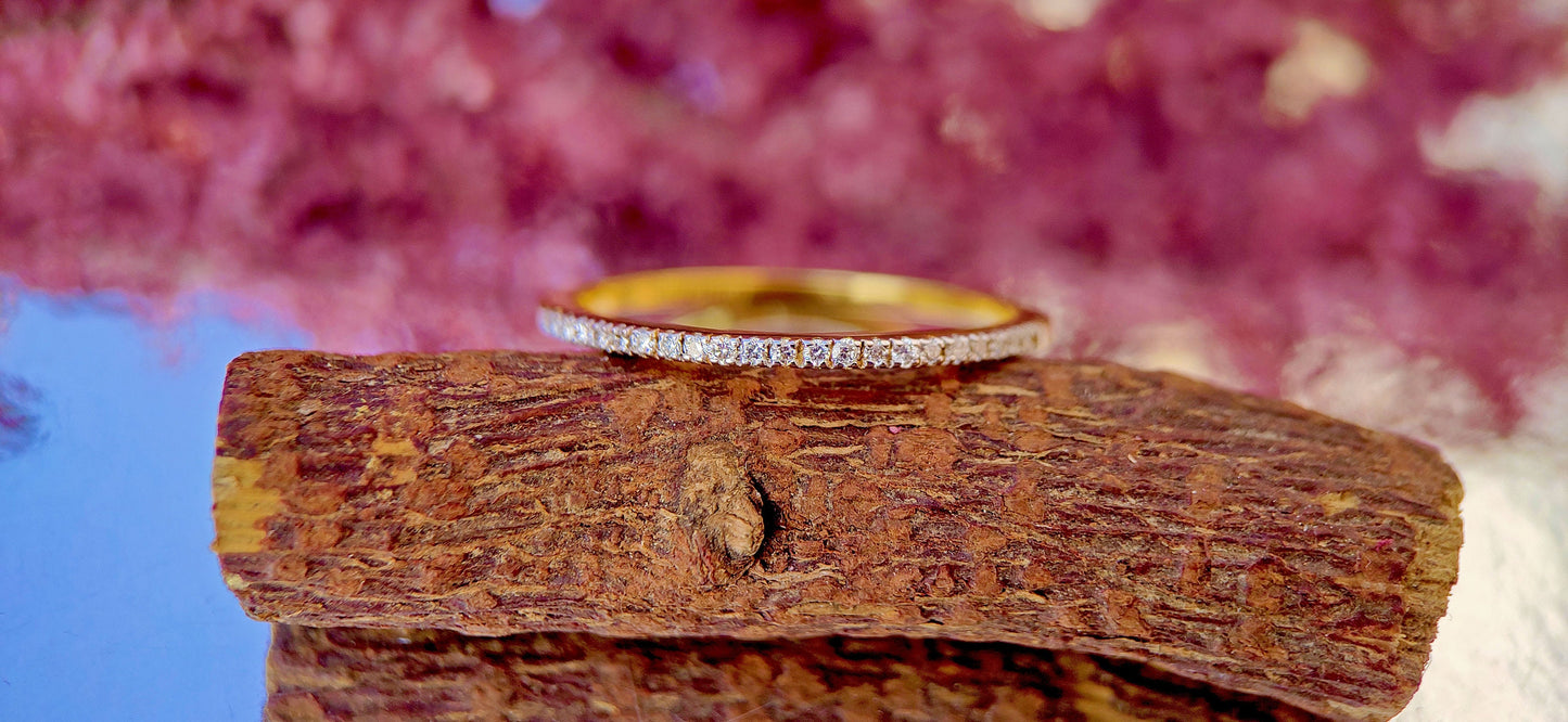 Round Lab grown\natural diamonds French pave set wedding band available in Half\Full eternity band, stackable minimalist dainty ring