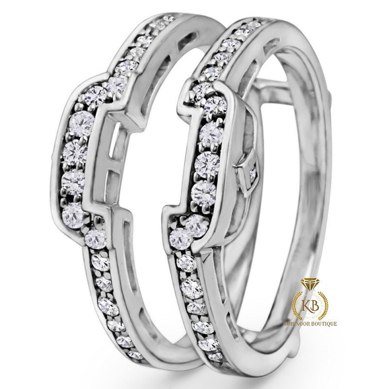 Square Halo Wedding Ring Guard ,Moissanite diamond Solitaire engagement Ring Guard for Round, Square Princess cut, Emerald diamonds