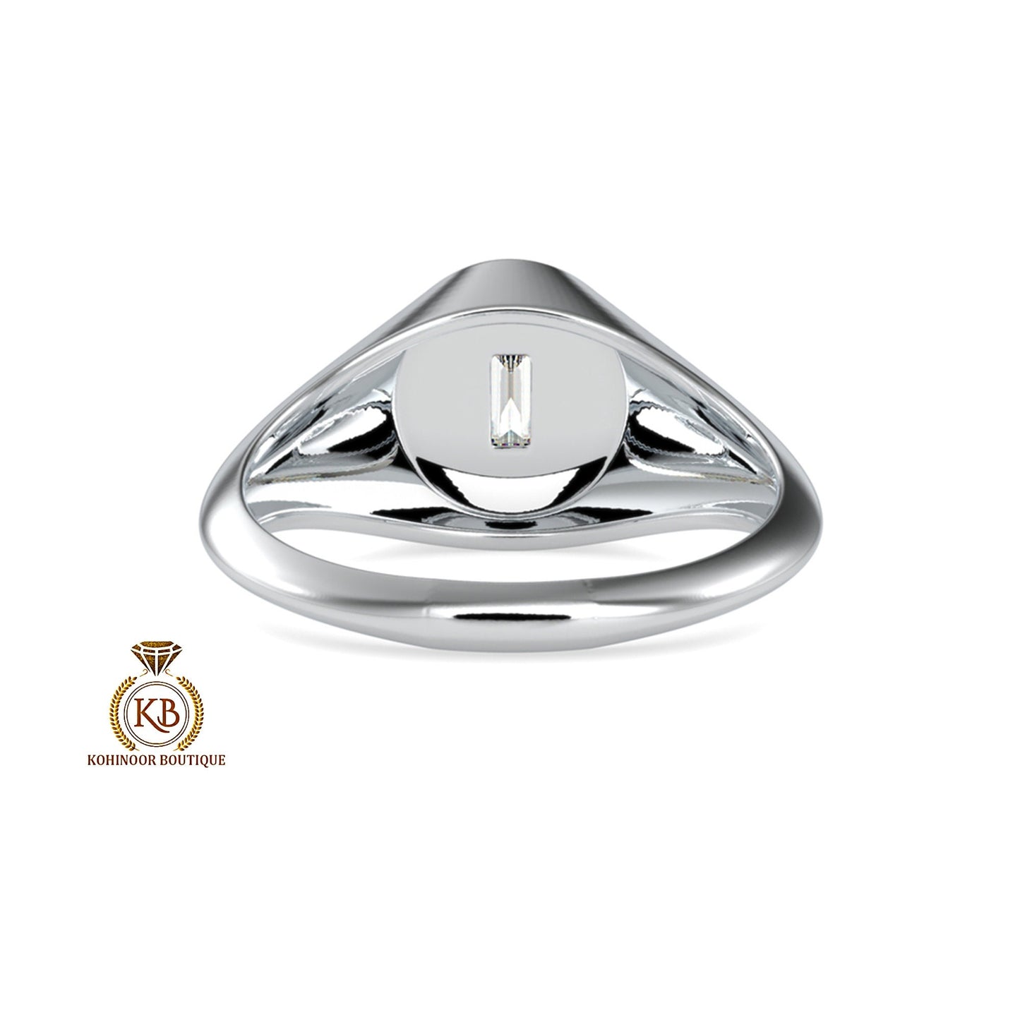 Baguette Cut Moissanite Signet ring, Gypsy Set engagement proposal ring ,Men\Women\Unisex\Gender Neutral ring, wedding band