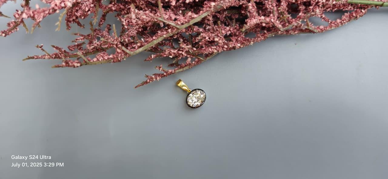 East west oval Cut Moissanite Pendant, Georgian cut down set Pendant without chain, Blackened gold pendant, Pendant for women, gift for her