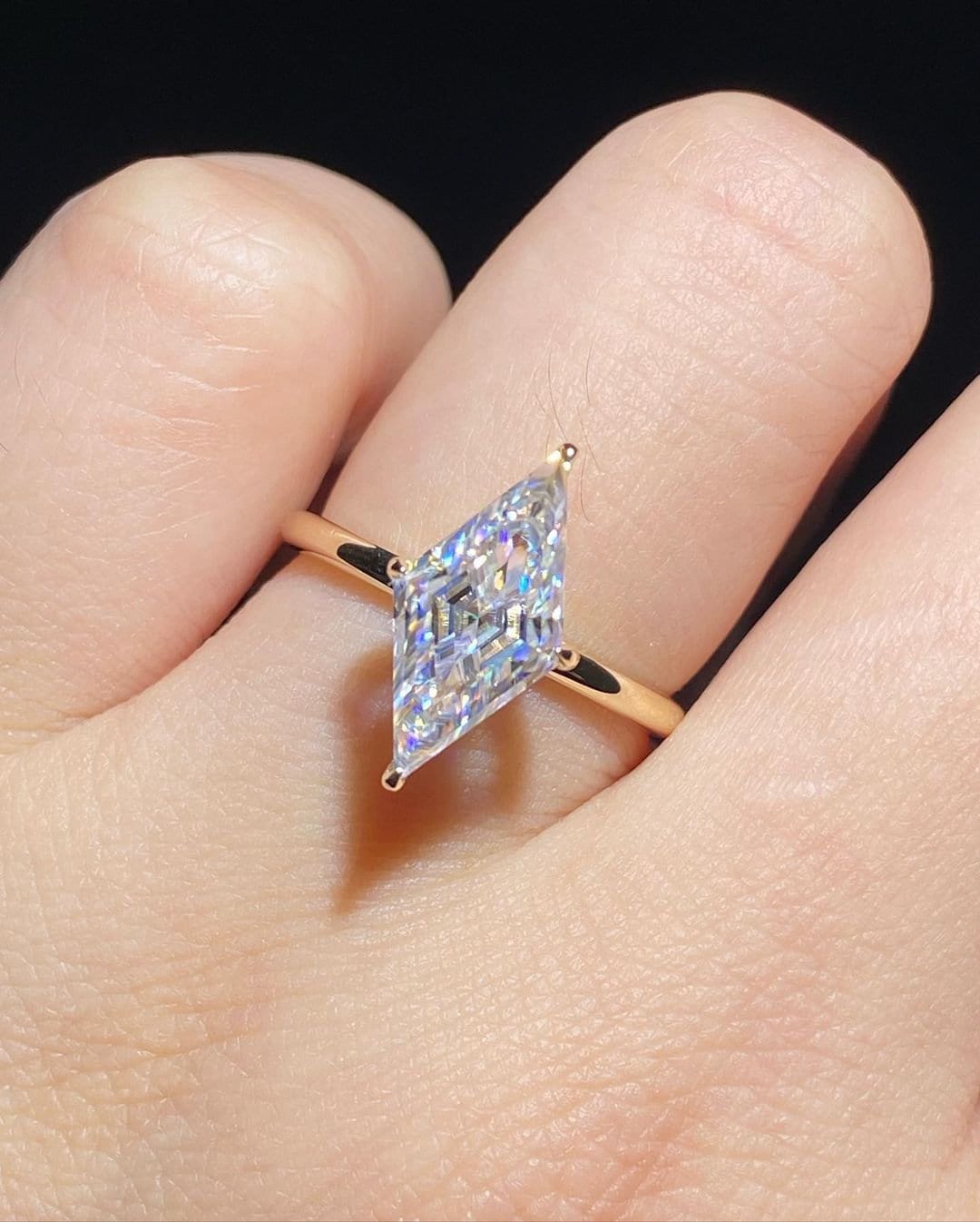 Step Cut Lozenge Cut moissanite Solitaire Engagement Ring, Gift for her, Rings for women, Promise ring, Proposal Ring