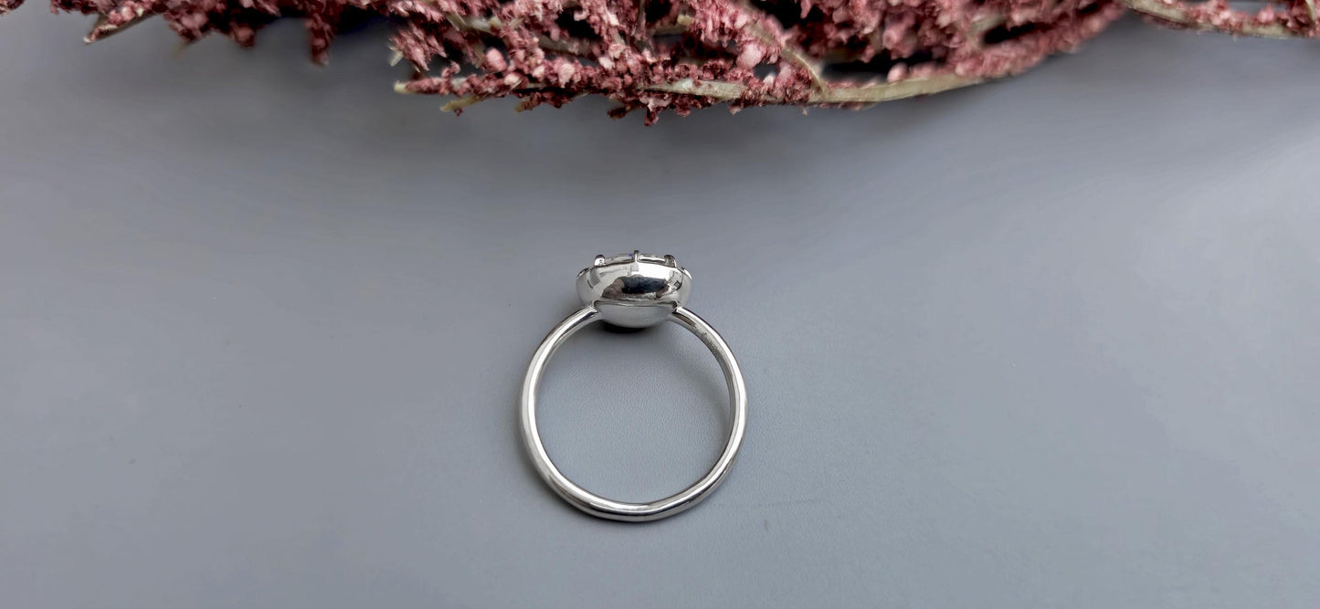 East west set Oval Moissanite Button Back Georgian Cut Down Set Solitaire Engagement ring, ring for women, Ring for her.