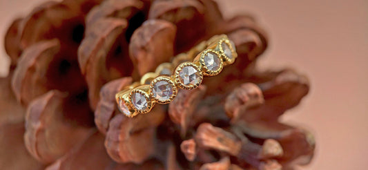 Vintage Rose Cut Round Moissanite Milgrain bezel set Full\Half Eternity wedding band, stackable Vintage ring, Art deco wedding band