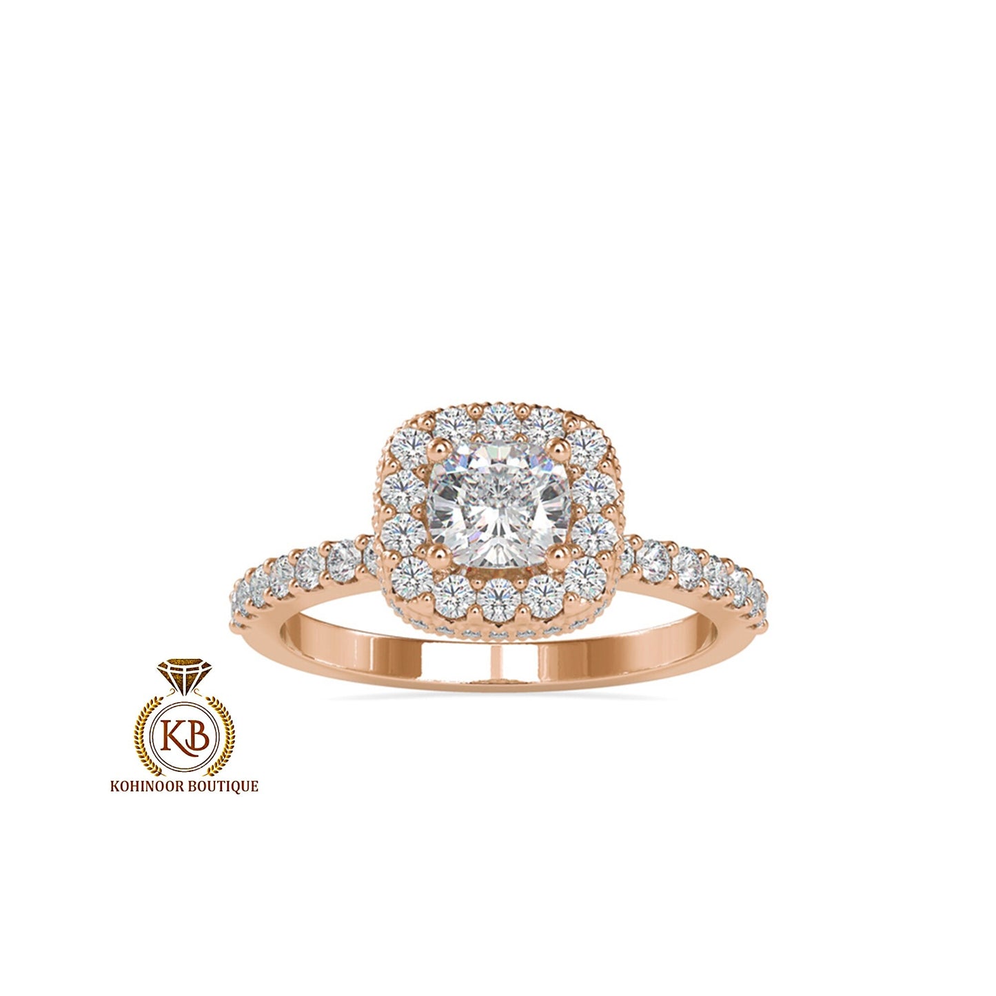 Vintage Cushion halo cluster with side pave cathedral set Moissanite Engagement\Wedding\Mother Ring in 18k\14k\10k