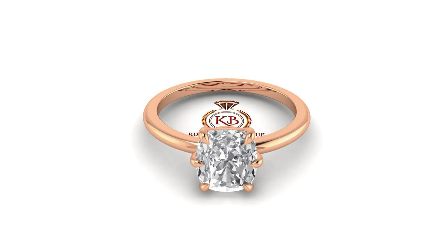Elongated Cushion Cut Moissanite Solitaire Engagement Ring, wedding\propose\Bridal Ring with 18k\14k\10k Gold, Sterling silver ring