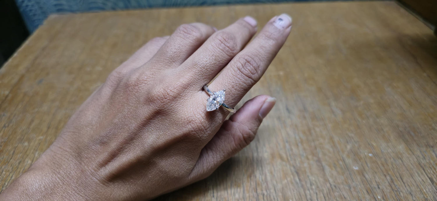 Tulip Basket Prongs Marquise Cut Moissanite Classic Solitaire Engagement Ring, Promise ring, Proposal ring, Ring for her, gift for her