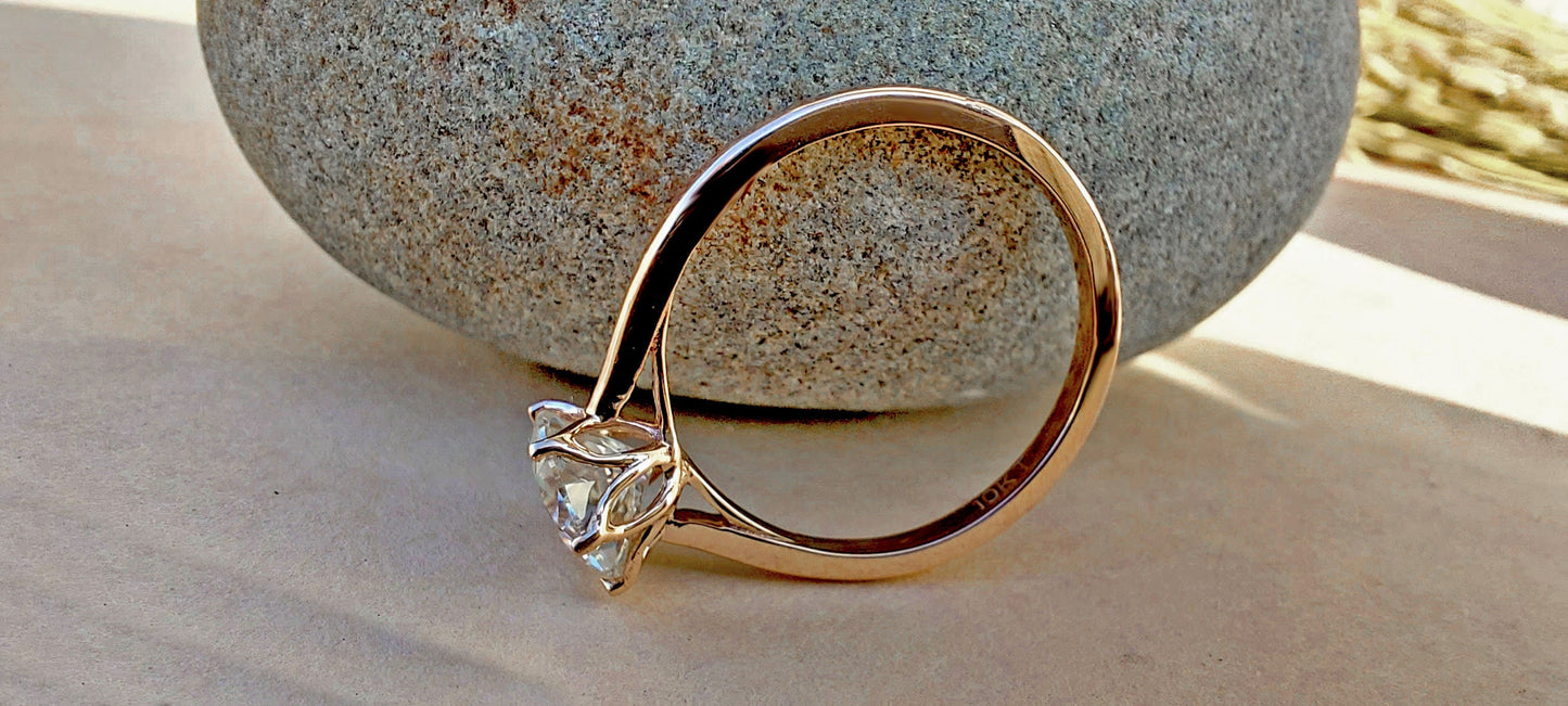 Tulip Lotus Prong Round Moissanite Solitaire Engagement Ring,flower basket  Promise\proposal Ring.