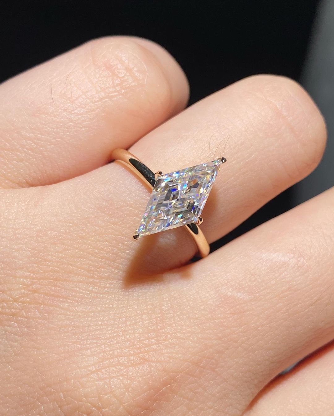 Step Cut Lozenge Cut moissanite Solitaire Engagement Ring, Gift for her, Rings for women, Promise ring, Proposal Ring