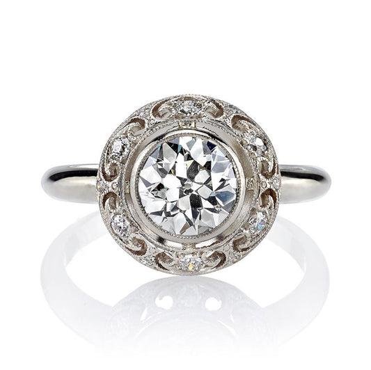 Old European Cut OEC Moissanite Engagement ring,  Vintage ring, Victorian Ring, Edwardian Setting, Rings for women, Statement ring for her