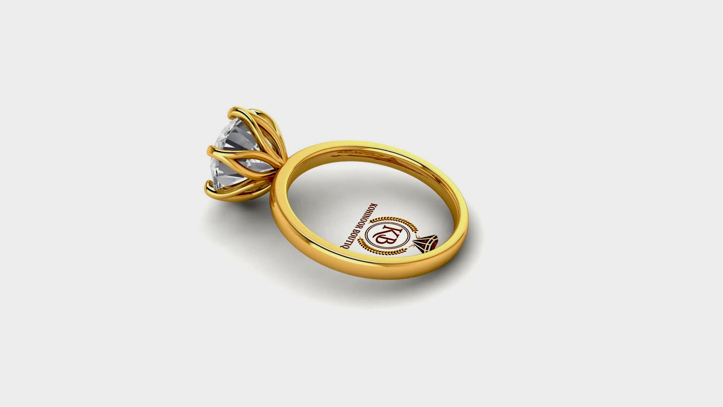Tulip Lotus Prong flower basket Solitaire Moissanite Engagement Ring, ring for her, propsal ring, promise ring.
