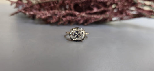 East West set Elongated Cushion Cut Moissanite Georgian cut down button back solitaire engagement ring, ring for her, ring for women