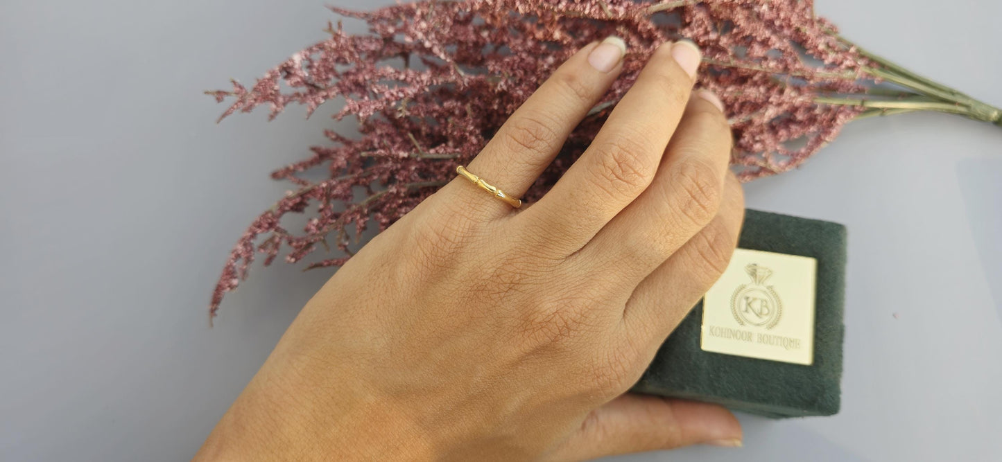 Bamboo wedding band, stackable band for women, gift for women, silver, solid gold band for women, ring for her, delicate dainty band