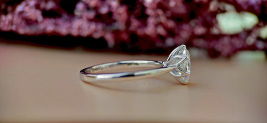 Tulip Lotus Prong Oval Moissanite Solitaire Engagement Ring, flower basket ring, petal prong ring, tulip prong ring, petit oval ring.