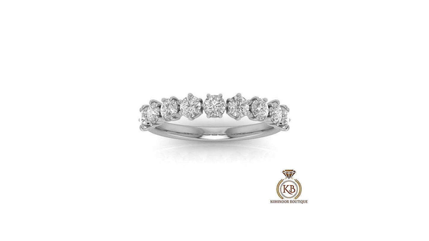 Round 9 stone Colorless Moissanite band, Anniversary gift, Wedding Band in 18k\14k\10k White\Yellow\Rose Gold