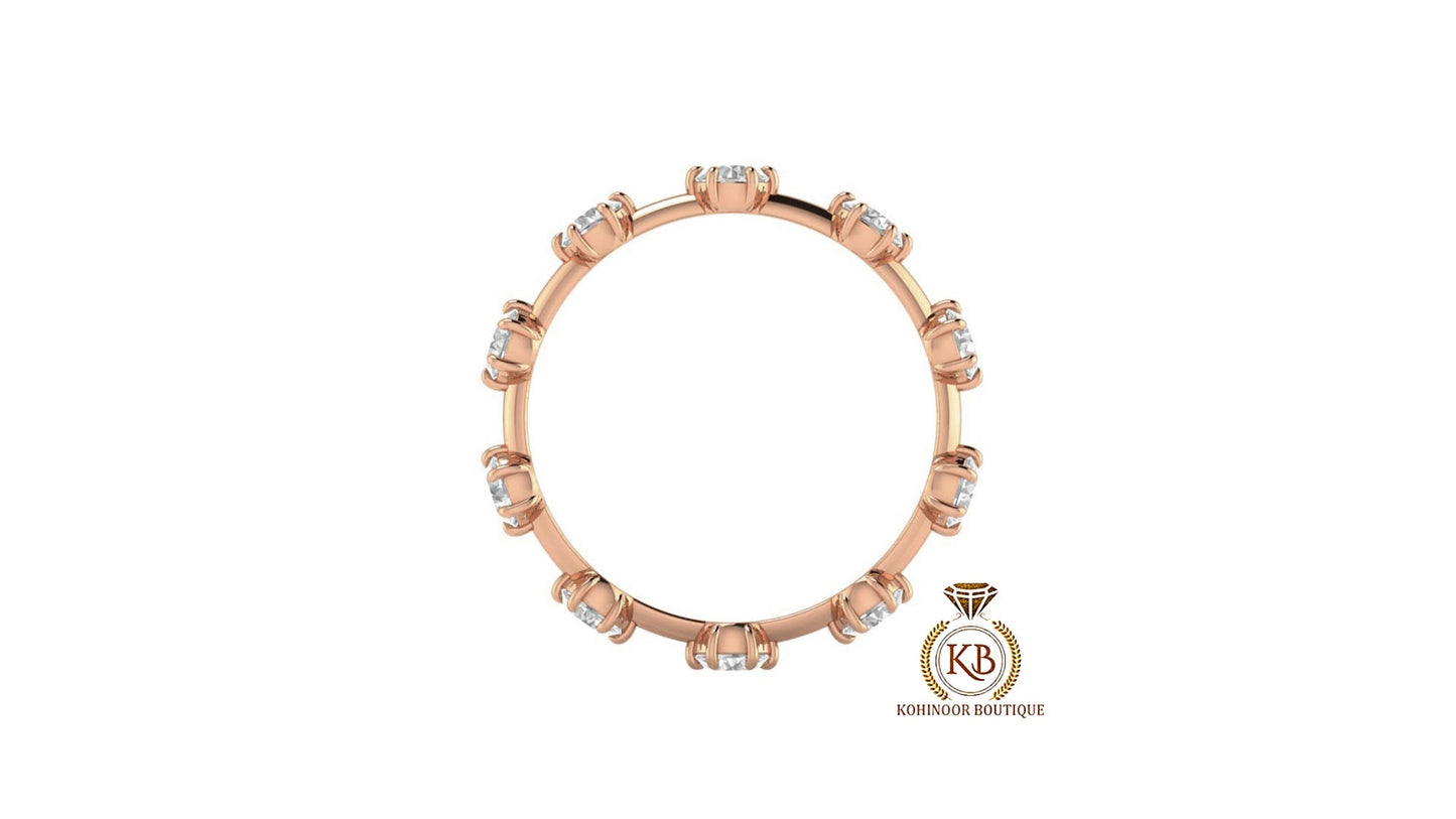 Round Moissanite Eternity band, Anniversary gift, Wedding Band in 18k\14k\10k White\Yellow\Rose Gold
